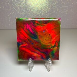 Vibrant Abstract Blacklight Resin Canvas Art